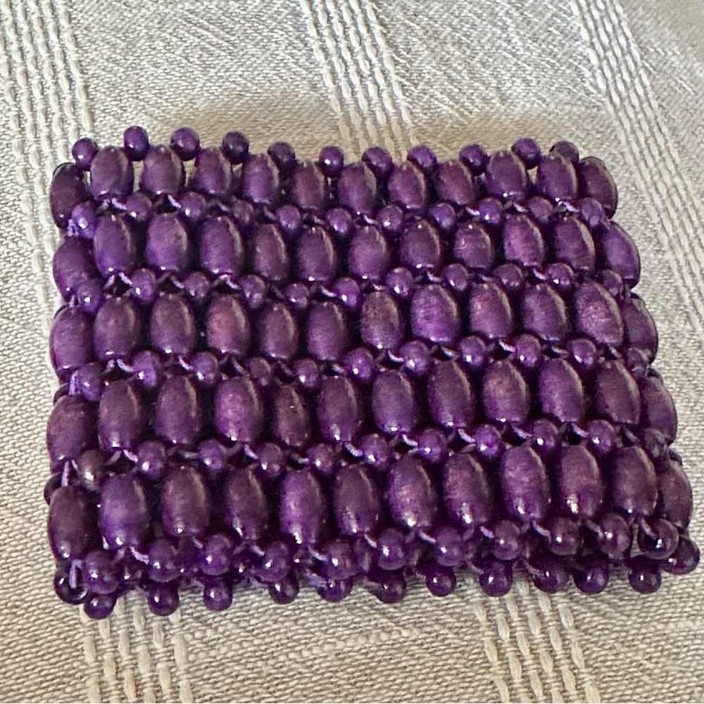 Fashion Jewelry Purple Wood Stretch Beaded Bracelet 2.5 Inches NWOT